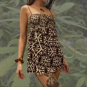 Retro 70's Long Boho Spaghetti Strap Blouse - S/M
